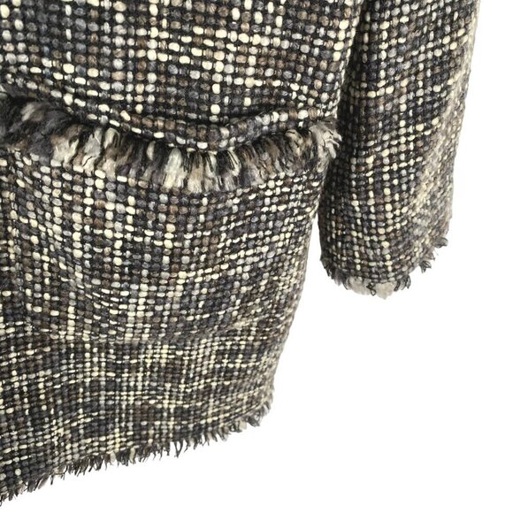 Chico's Tweed Jacket Coat Womens Size 3 Acrylic‎ Wool Fringe CJ-1573 - Picture 4 of 7